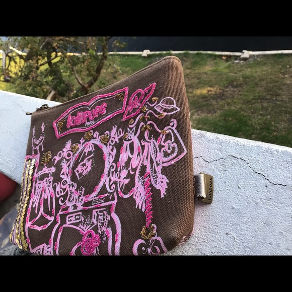 Lollipops Paris Clutch Accessory Top Zip Beaded and Sequin Pouch - Picture 7 of 9